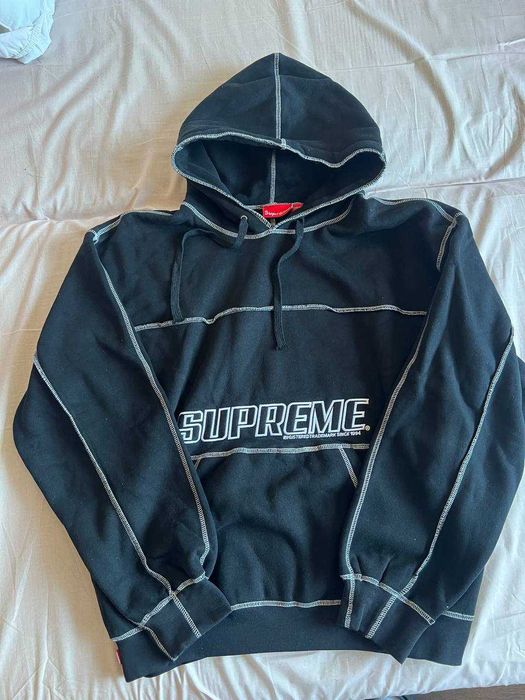 Supreme bluza czarna black Coverstitch hoodie L nowe