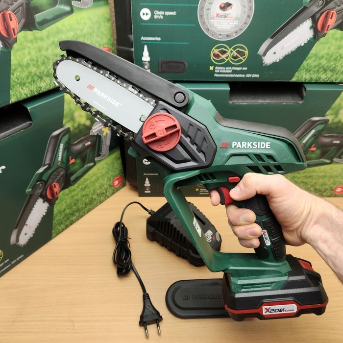 Аккум цепная мини пила из ГЕРМАНИИ Parkside PAGHS 20 садовая для вето