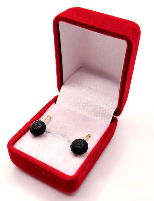 Złote kolczyki z czarnym turmalinem PR.750 W:1,12gr InterSKLEP