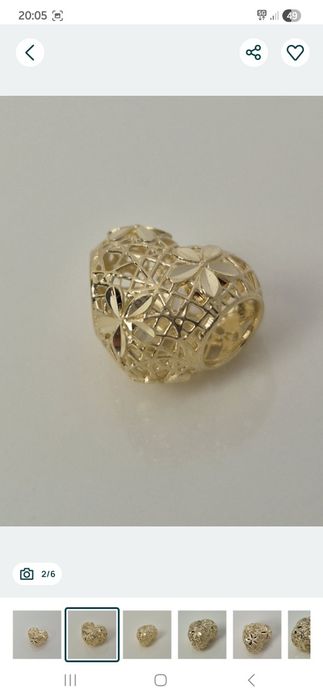 Złoty charms ażurowe serce p. 585