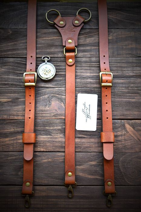 Кожаные подтяжки. Подтяжки из кожи. Мужские подтяжки. Ручная работа.