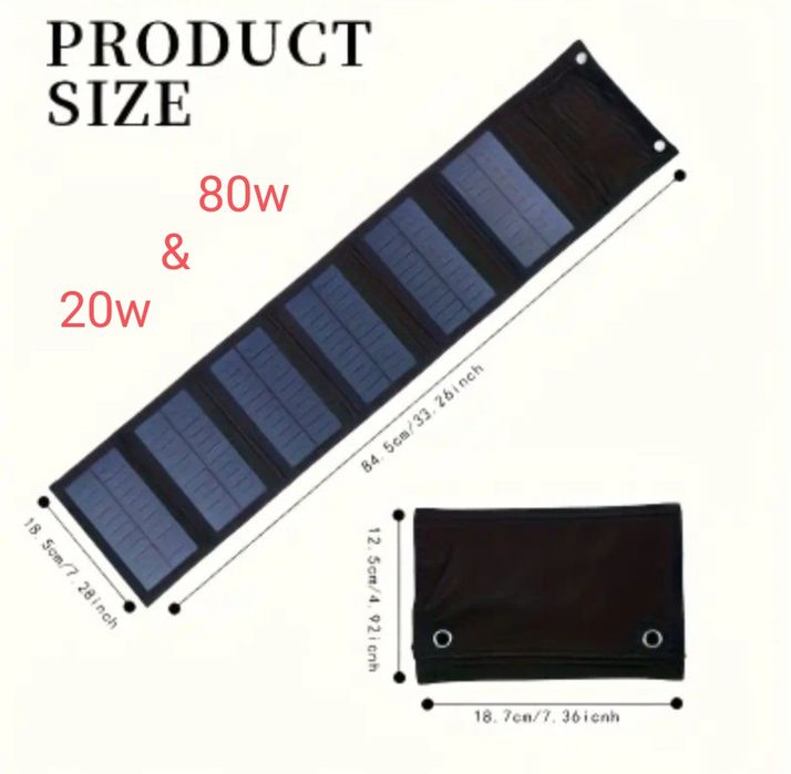 Портативная солнечная зарядная панель 2w/20w/65w/80w/120w Power bank