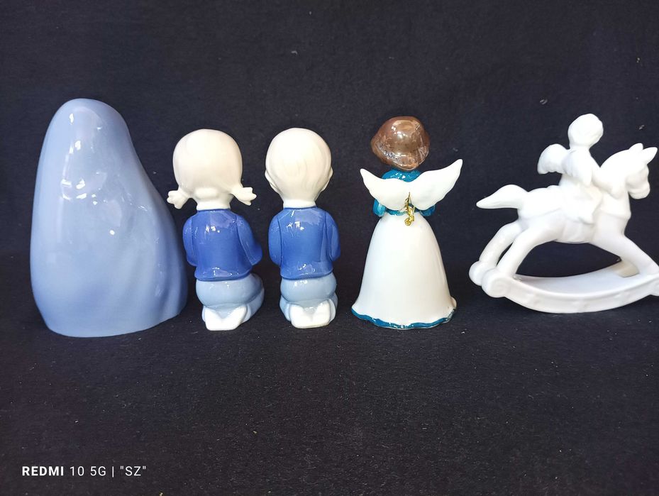 Anioły - Maryja - dzieci - piękne figurki porcelanowe - 5 sztuk - (0,62 kg)