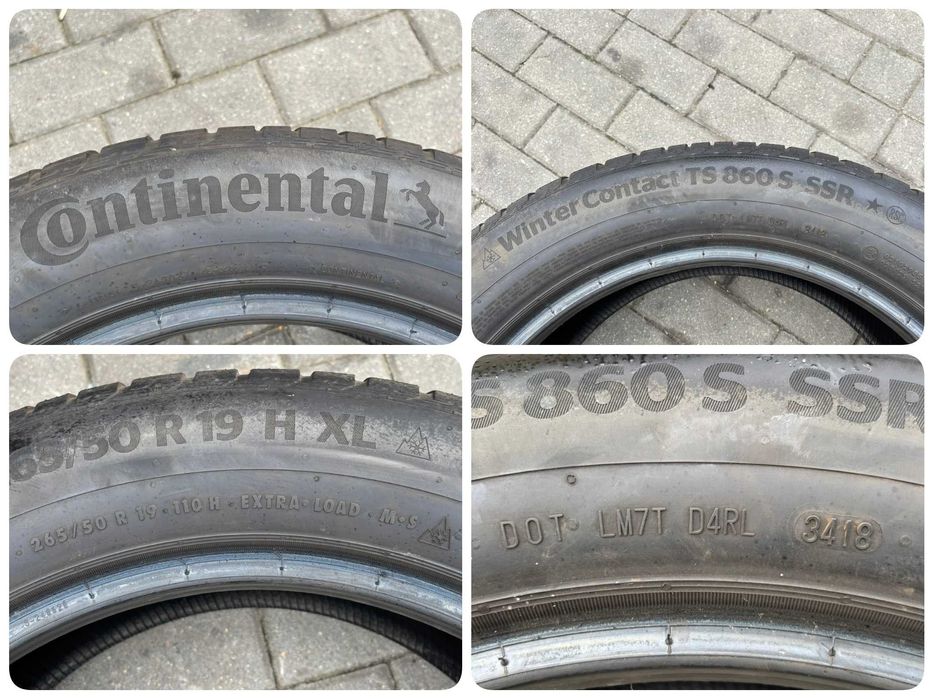 4X OPONY ZIMOWE 265/50R19 110H Continental TS 860S SSR RSC 6.8MM 2018R