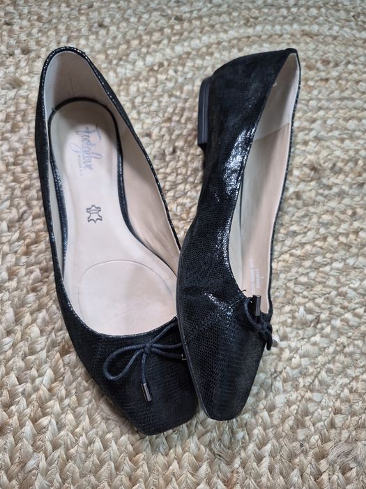 Baleriny czarne skórzane Footglove Marks & Spencer r. 40 (7) Wider Fit