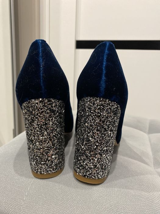 Туфлі сині з оксамиту