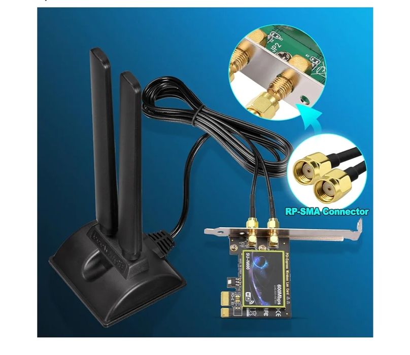 Eightwood WiFi Antenna Tri-Band 2.4GHz 5GHz 6GHz RP-SMA