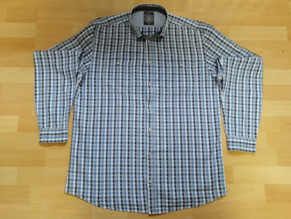 Niebieska koszula męska w kratkę Carry XXL