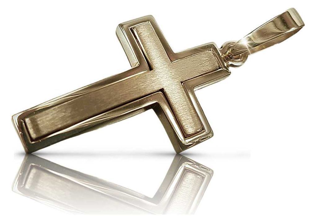 Złoty krzyżyk Katolicki zawieszka krzyż żółte białe złoto ctc026