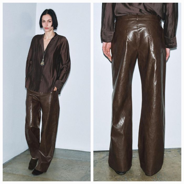 Zara zw collection брюки штани зі штучної шкіри. Трендовий колір. New