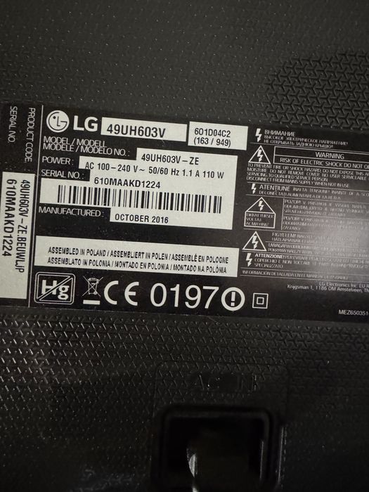 Para peças LG 49UH603V