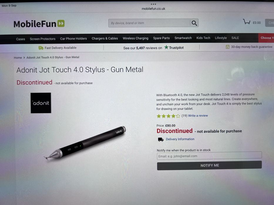 Caneta Adonit Jot Touch 4 Bluetooth Pressure Sensitive Stylus IPAD