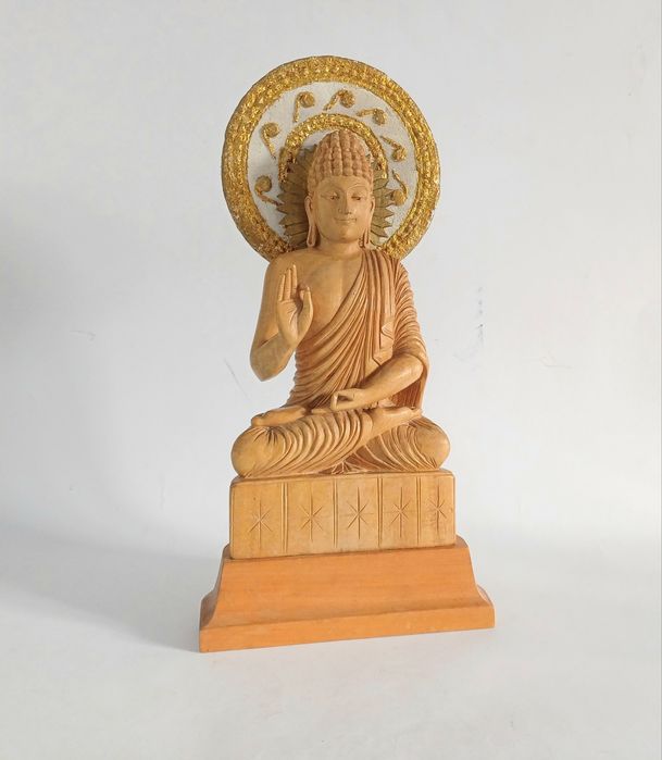 Zabytkowa rzeźba w drewnie -  Budda- Vintage