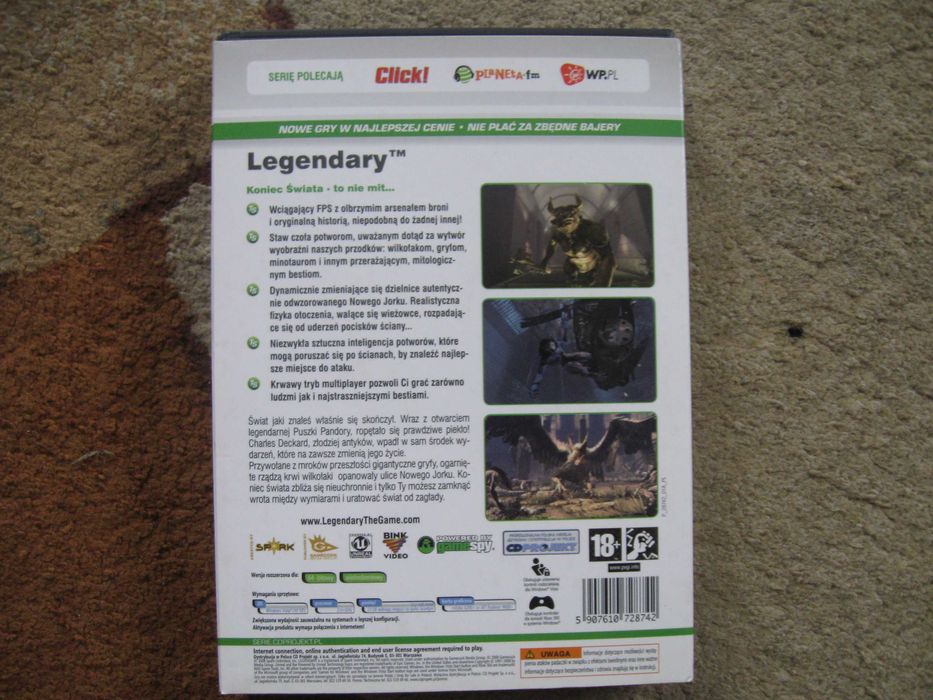 Gra LEGENDARY pc dvd.