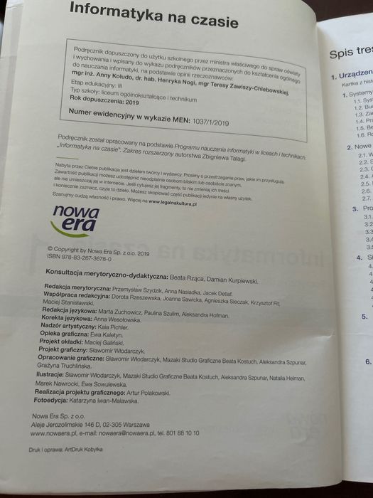 Informatyka na czasie 1. Nowa Era zakres rozszerzony.