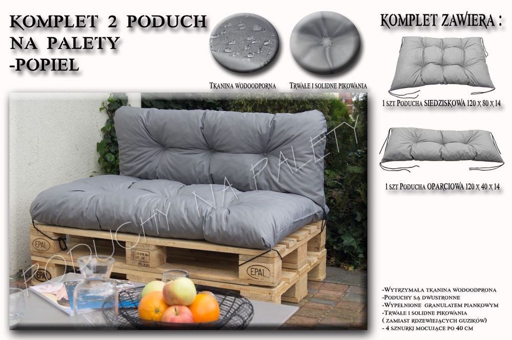 Poduszki na palety meble ogrodowe komplet 2 poduch