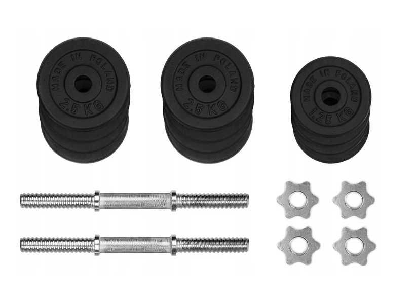 HANTLE ŻELIWNE 2x15kg gryfy 28mm talerze obciążenie regulowane 30kg