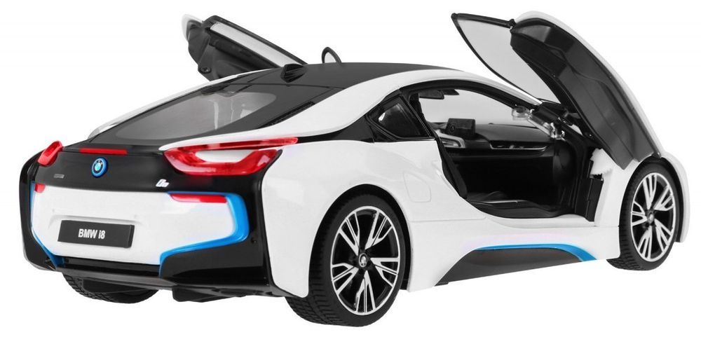 Bmw I8 Białe Rastar Model 1:14 Zdalnie Sterowane Auto + Pilot 2,4 Ghz