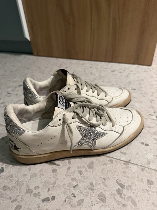 Golden goose кроссовки с серебром