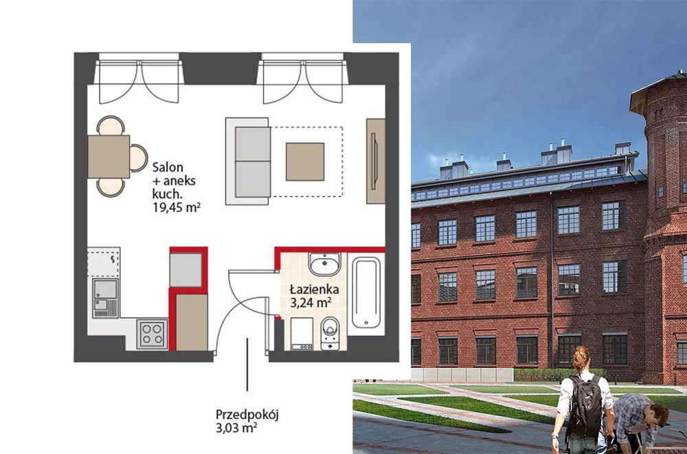 Loft 25,72 m2 w zabytkowej zrewitalizowanej fabryce