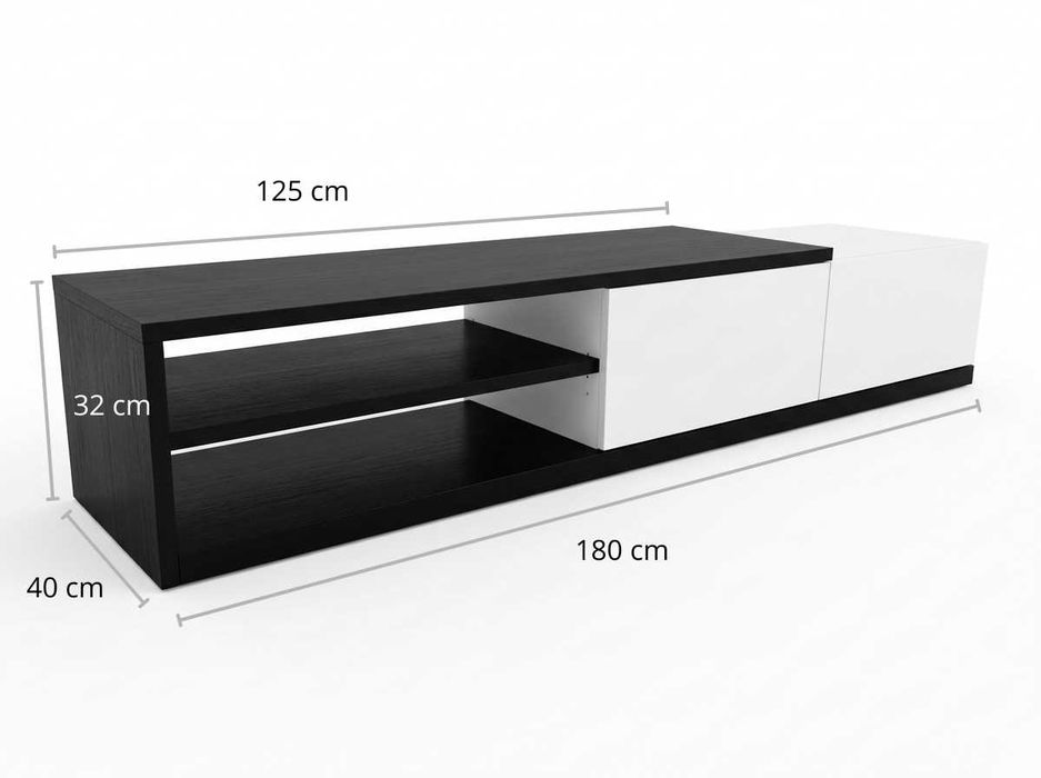 Móvel de TV moderno em preto e branco | Ótimo estado