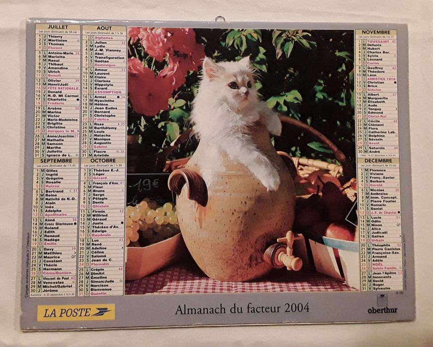 Calendário de parede francês do ano 2004