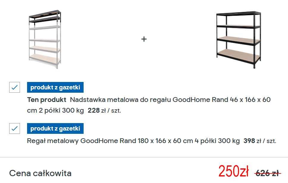 Regały metalowe GoodHome / Castorama - różne rozmiary. 6 szt.