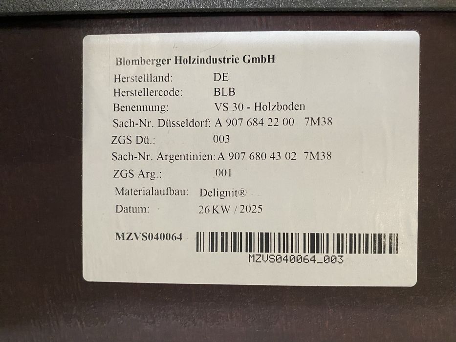 Sprinter 907, 906, Crafter “, Підлога