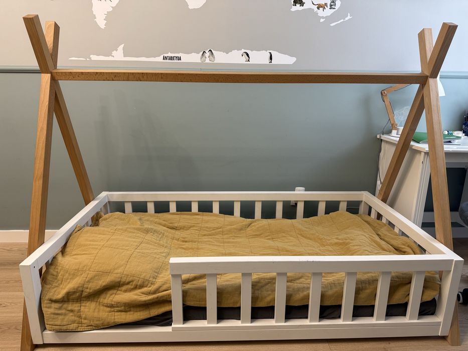 Lóżko 80x160 drewno i biel