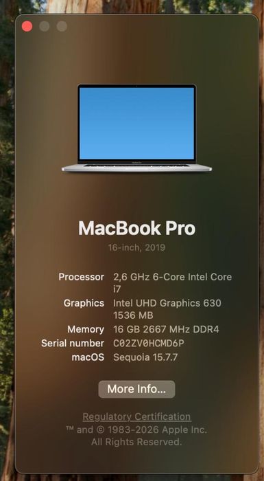 Macbook pro 16” 2019, 512gb