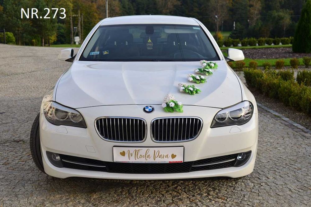 Dekoracja na samochód do ślubu.SERCA WIKLINOWE.Ozdoby auta 273