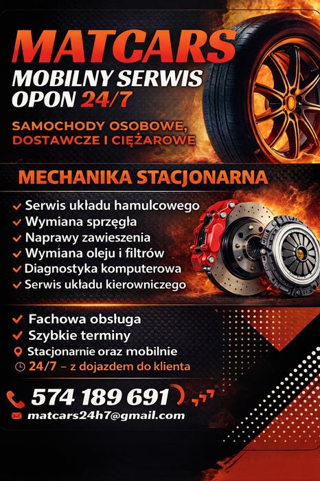 Mobilny serwis opon I mechaniki 24h7