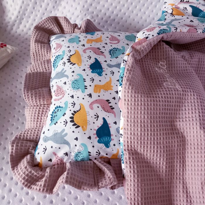 Zestaw DO WÓZKA do gondoli 50x75cm + PODUSZKA z falbanką MIŚ wyprawka