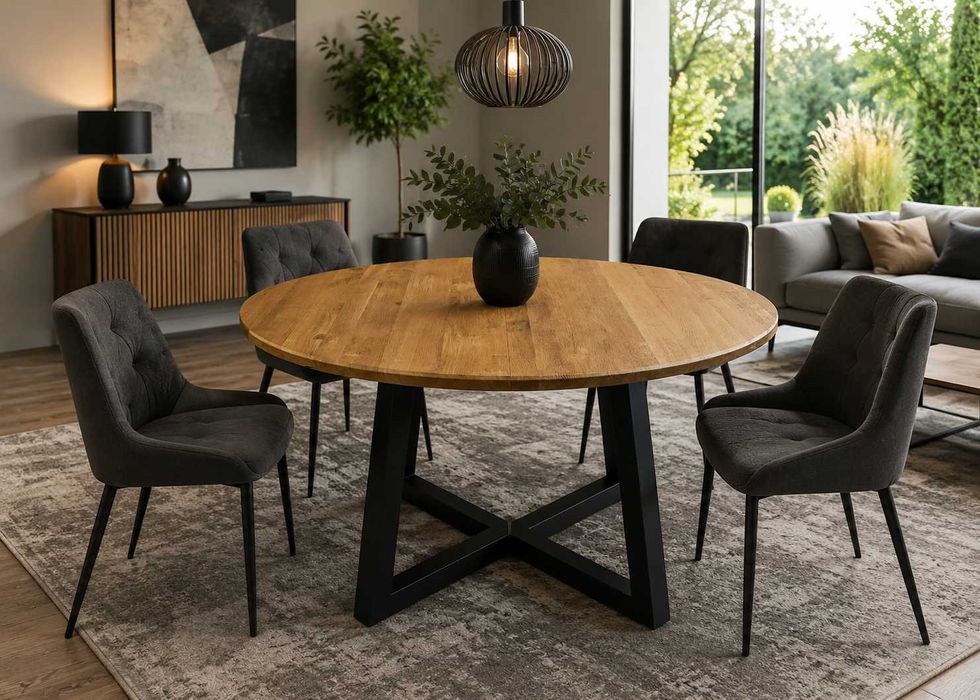 Stół Dębowy Okrągły LOFT - 100% Lite Drewno Różne Wymiary Rozkładany