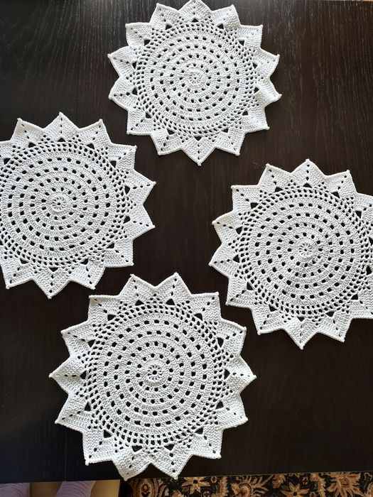 Białe podkładki ze sznurka 4 szt. Handmade