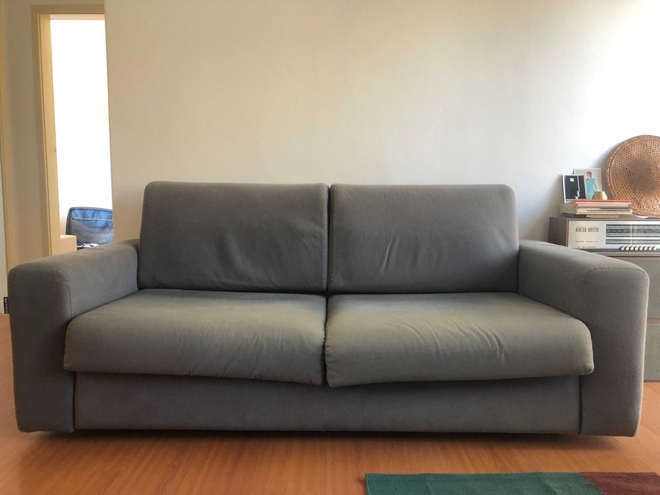 Sofá-cama de 2-3 lugares, cinzento