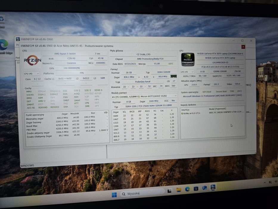 Acer Nitro 5 RTX 3070 Ryzen 7 16GB RAM 1TB SSD 144Hz Gaming