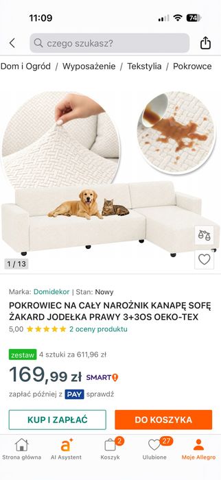 Pokrowiec na kanapę narożną