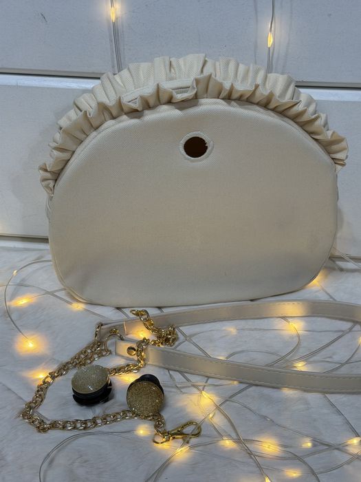 Organizer do Obag ml z falbanka pasek glam zloty z guzikami