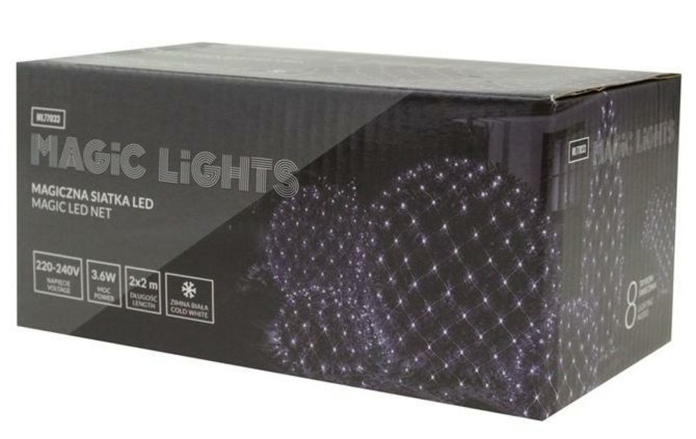 Magiczna siatka 160 led 8 tryb IP44/8000K 2x2m 31V Eco Light oprawa: