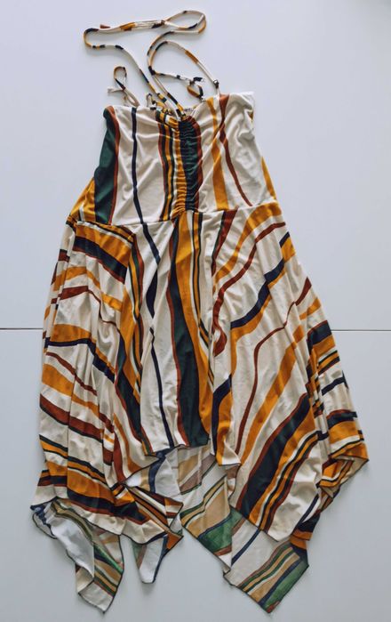 sukienka nietoperz na lato rozmiar XXL kremowa w pasy