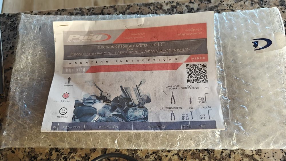 PUIG E.R.S - Ajuste Eletrónico Viseira BMW R1200/R1250GS/A - NOVO