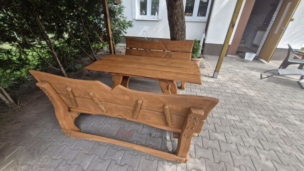 Meble ogrodowe drewniane zestaw komplet