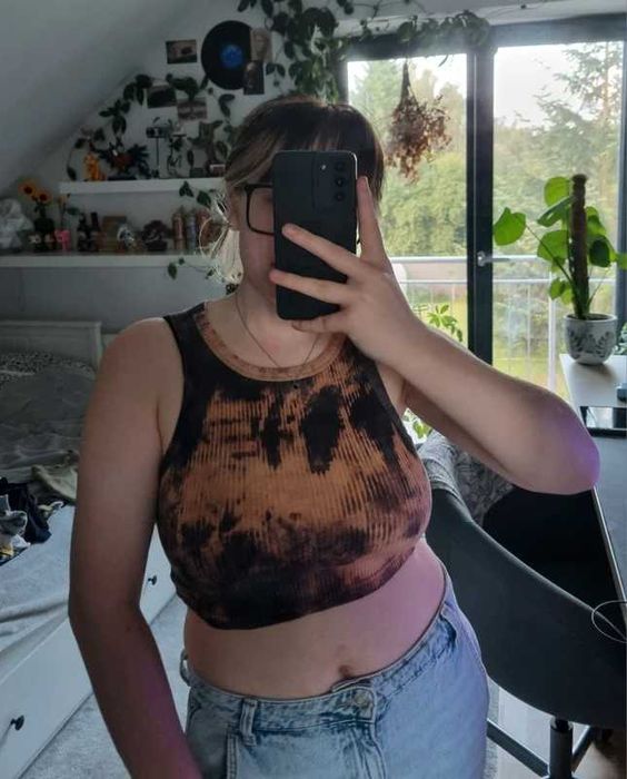 Crop top szaro pomarańczowy