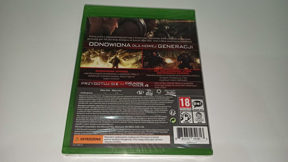 xbox one GEARS OF WAR ULTIMATE EDITION po polsku Nowa! polska okładka