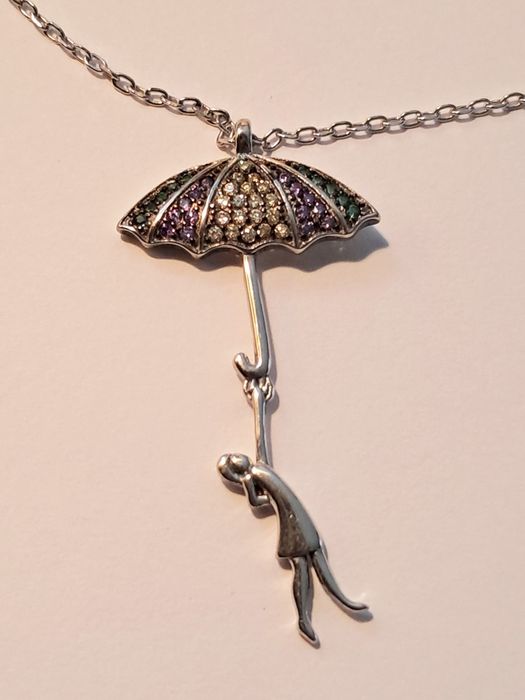 Srebrny naszyjnik z kolorowymi cyrkoniami