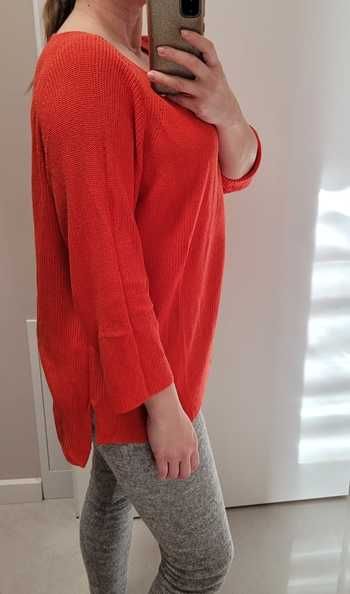Pomarańczowy sweter / pulower z 3/4 rękawem, Reserved, XL (42)