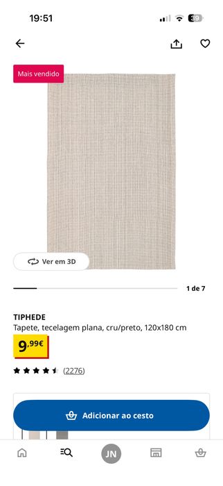 Tapete ikea 189x120cm (06 unidades)