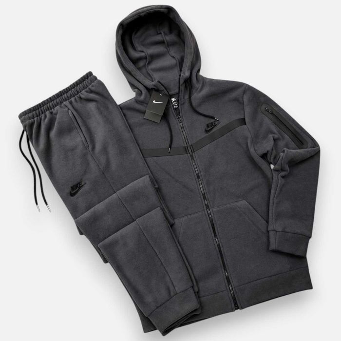 Чоловічий спортивний костюм Nike Polar Tech осінній зимовий флісовий сірий | Мужской спортивный костюм Найк Теч Флис серый осень зима S M L XL XXL