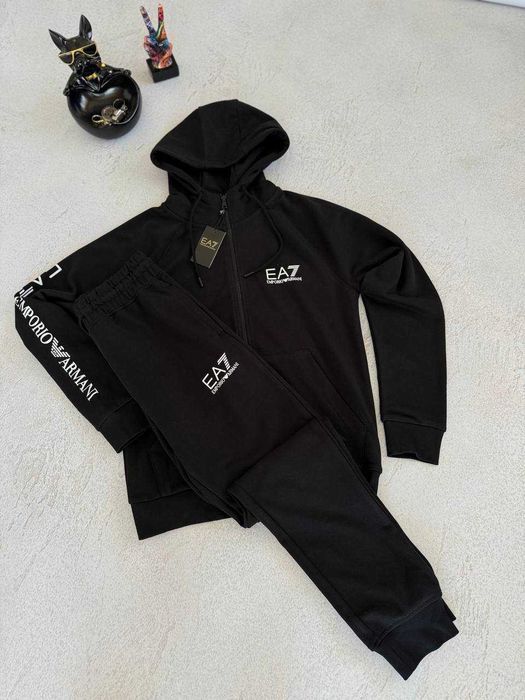 Чоловічий спортивний костюм Armani EA7, бавовна, демісезон, чорний, Туреччина